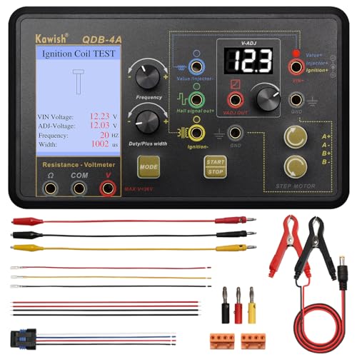 Automotive Ignition Coil Tester Actuator Testers with Large LCD All-in-One Spark Plug Tester Coil Pack & Solenoid Testers Injector & PWM Signal Generator Stepper Motor Diagnostic Upgraded QDB3A