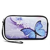 iColor Blue Butterfly Coin Change Purse Key Holder Pouch Wallet Cell Phone Case Small Handbag Camera Case Cosmetic Bag For Women Girls (Blue Butterfly)