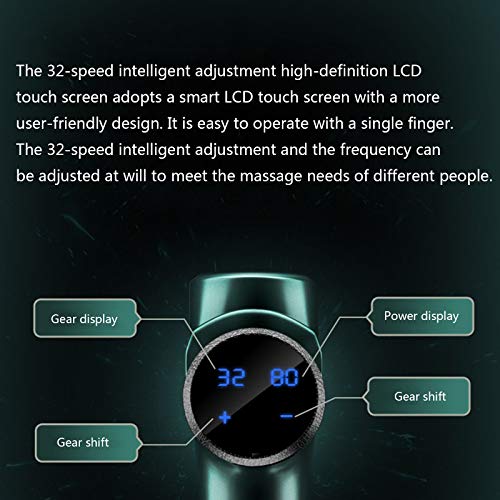 Massageador de tecidos profundos, pistola de massagem muscular de 32 velocidades, 5 cabeças de massa