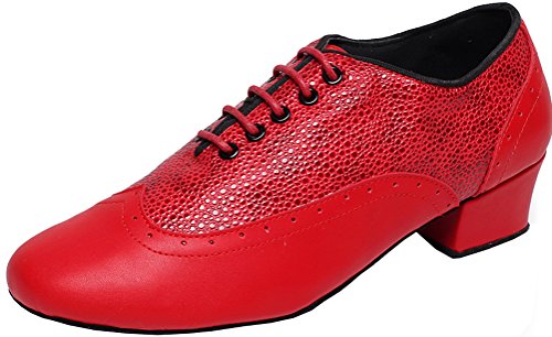 Mens Jazz Latin Dance Shoes Salsa Tango Cha-Cha Ballrom Round Toe Practice Fashion Dancing Shoes Lace Up Soft Sole