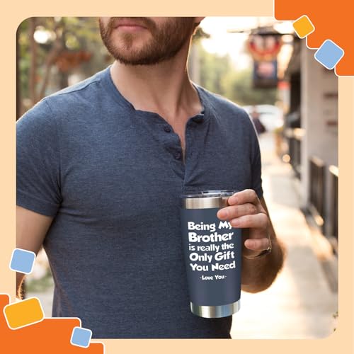Image of NewEleven Gifts For Brother - Best Birthday Gift For Big, Little Brother, Siblings, Brothers In Law - Funny Gag Gifts For Young Men, Teen Boys - 20 Oz Tumbler