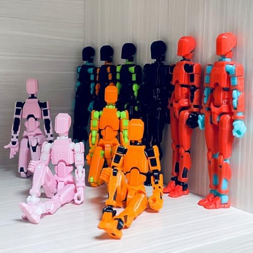 masijssa T13 Action Figures Set (Assembly Completed) Dummy 13 Titan 13 Robot Action Figure 3D Printed Robo Multi-Jointed Movable Action Figure Toy with Full Articulation (Black + Green Figure + Dog) — view 3