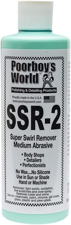 Poorboy’s World SSR2 Medium Abrasive Polish Removes Light to Moderate Swirl Marks, Scratches, Oxidation and Overspray