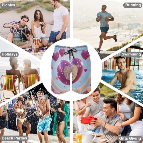 Men's Swim Trunks Quick Dry Board Shorts with Pockets Beach Shorts Valentine's Day Love Heart Bathing Suits for Men4