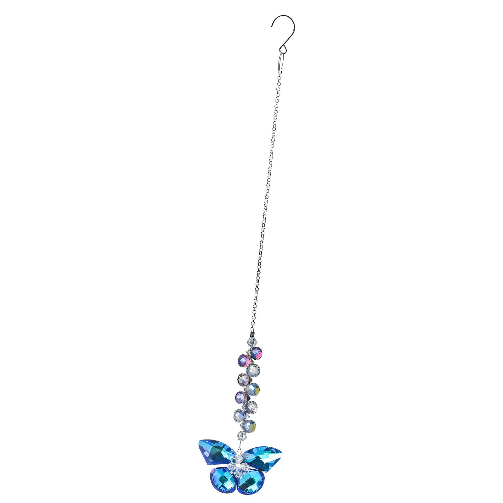 Shimmering Crystal Butterfly Windchime Nature Charm Sun Catcher Garden Decors Sunlight Refractive Pendant Sunlight Receiver for Yard