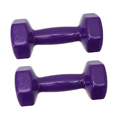 Non-slip Cast Iron Dumbbells 2pcs 6kg 3kg Each Purple Plastic Dipped Hand Weights for Women Men Fitness Gym