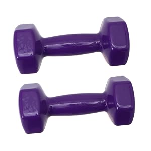 Non-slip Cast Iron Dumbbells 2pcs 6kg 3kg Each Purple Plastic Dipped Hand Weights for Women Men Fitness Gym