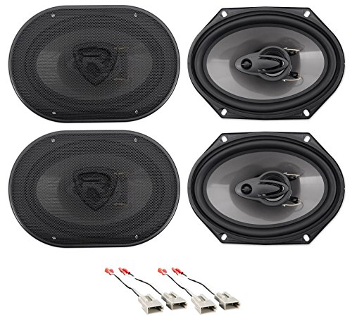 Audiosavings Bundle: (2) Pair Rockville RV68.3A 6x8 3-Way Car Speakers 900 Watts/170 Watts RMS CEA Rated Bundle with (2) 72-5512 Speaker Wire Harness Connector (4 Items)