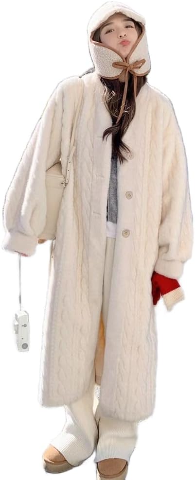 [Joejoier] レディース厚いファーロングファーコート、厚手ミンクファーコート、暖かくスタイリッシユミンクファ抜け感ロング丈ミ