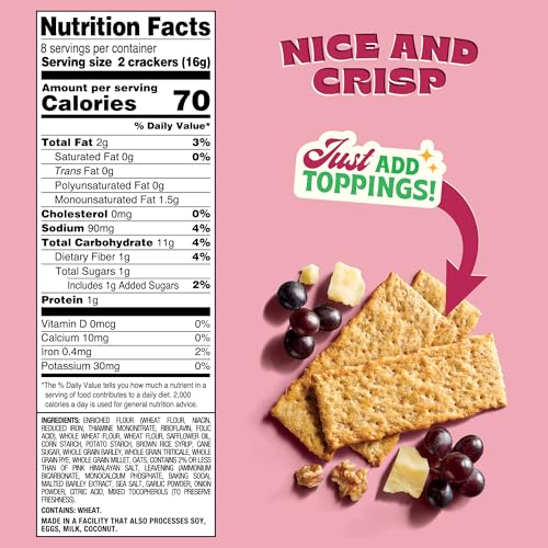 Image of Back to Nature - Pink Himalayan Sea Salt Multigrain Flatbread Crackers - Made With Real Ingredients like Wheat Flour and Whole Grains - Enjoy a Seriously Tasty Non-GMO Snack - 5 ounce (Pack of 2)