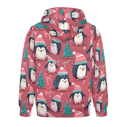 Kids Hoodies Sweaters Christmas Xmas Penguin Hooded Sweatshirts with Big Pockets for Boys Girls B04004192