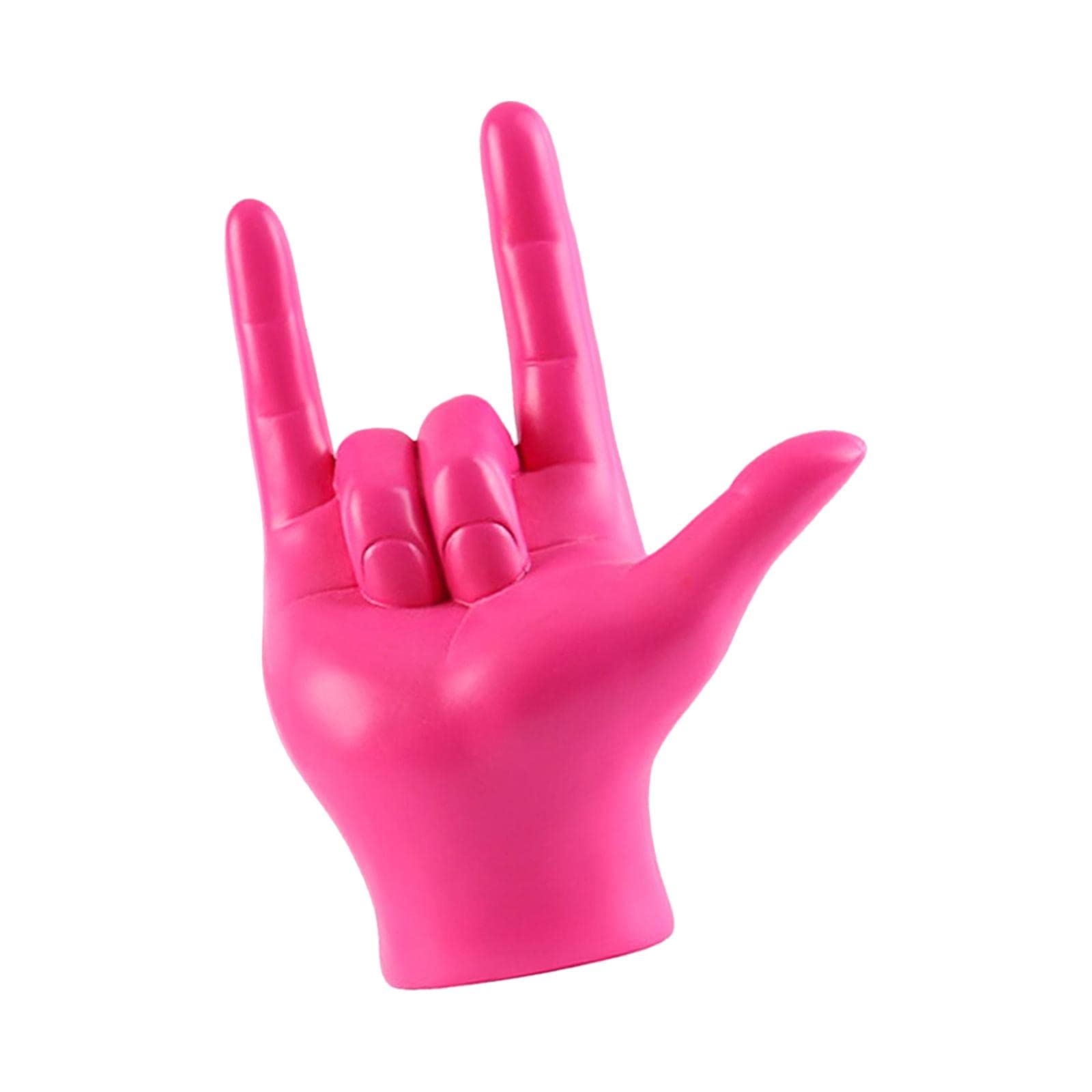 Pleayietoopiatiey Pink Love You Finger Gesture Statue Figurine Rock Hand Sculpture For Cabinet 14 X 19.5 Cm