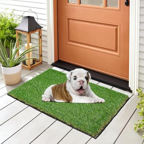 GLOBREEN Realistic Artificial Grass Mat Indoor Outdoor, Dogs Potty Turf High Drainage, Garden Lawn Synthetic Grass for Patio, Balcony, Deck Floor, Backyard, 17"x28"