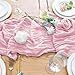 Wokceer Pink Cheesecloth Table Runner Spring 10FT Blushing Pink Boho Gauze Table Runner Easter for Party Wedding Sheer Runners for Baby Bridal Shower