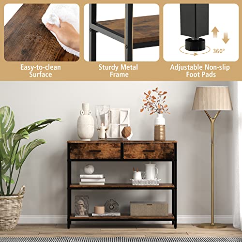Console Industrielle 100cm 2 tiroirs tissu, GOPLUS