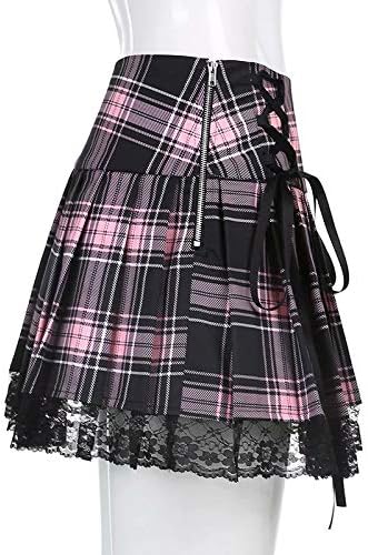 Sexy Women Lace Patchwork Mini Pleated Skirts High Waist Goth Y2k Skirt Punk Dark Academia Aesthetic E Girl Clothing - Image 4