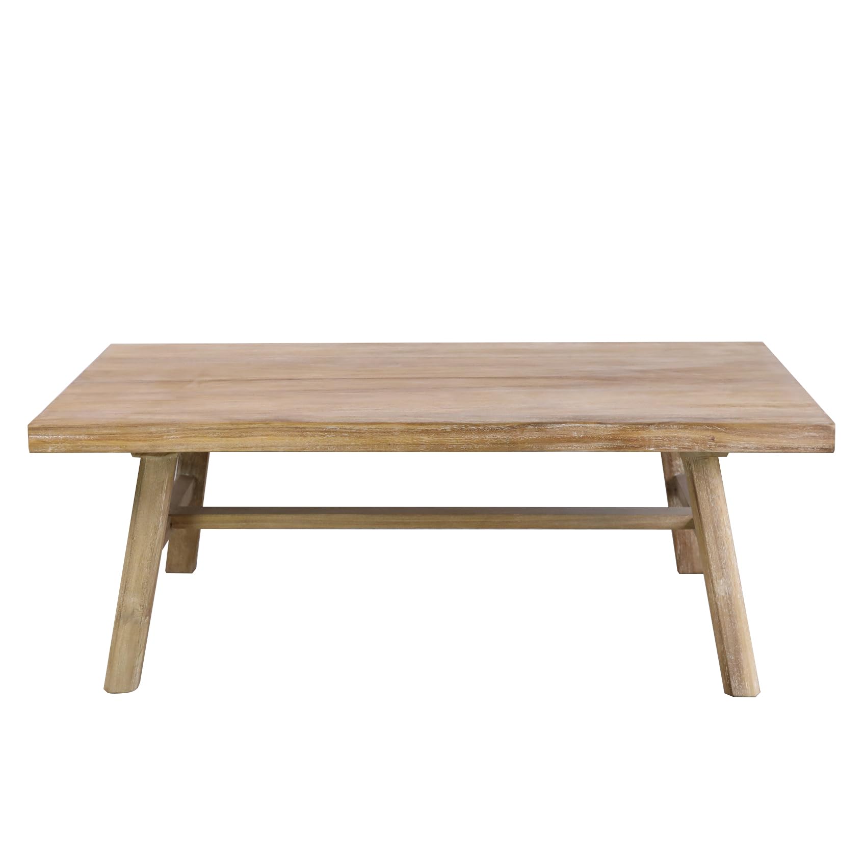Mesa de Centro de Madera Reciclada Estilo WABI Sabi -con Patas Inclinadas y Refuerzo Horizontal - Mesa Auxiliar de Madera Maciza Sostenible Apto para salón y Pasillo. 120x55x38cm XZ-24897