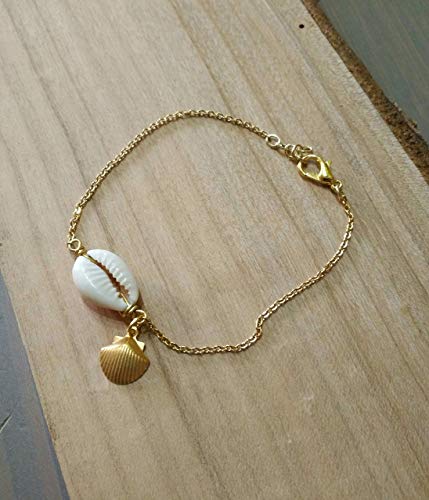 Bracelet doré coquillage cauri cordon ajustable femme - 4