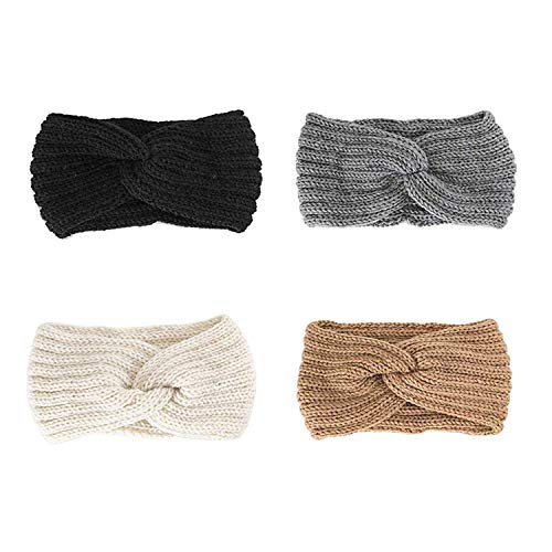 Bestjybt Women Knitted Twist Headband Turban Hair Band Head Wrap Headwear (4 Pack- Style 01, One Size)