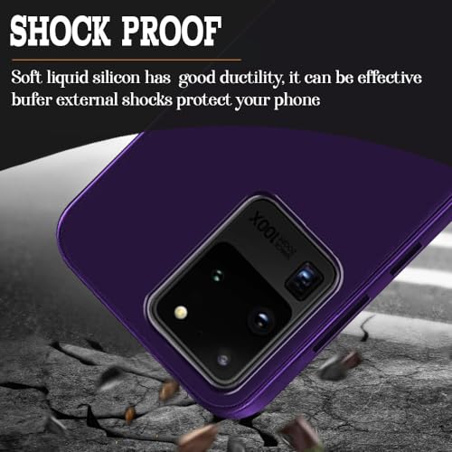 Image of Back Cover | Full Camera Protection | Premium Liquid Silicon Case | Flexible Bumper Case for Samsung Galaxy S20 Ultra 4G / S20 Ultra 5G (Dark Purple)