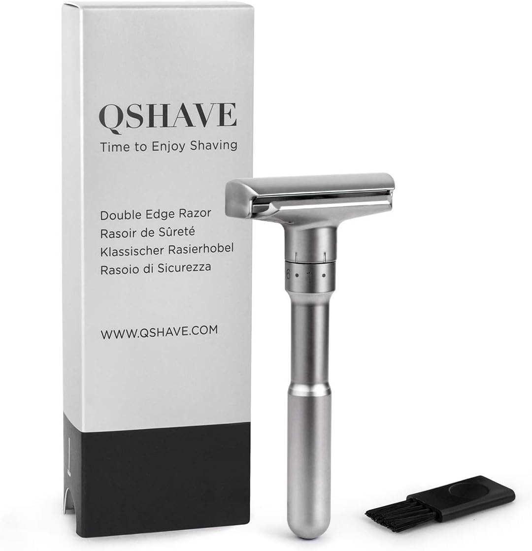 QSHAVE Adjustable Safety Razor Double Edge Infinitely Adjustable Levels