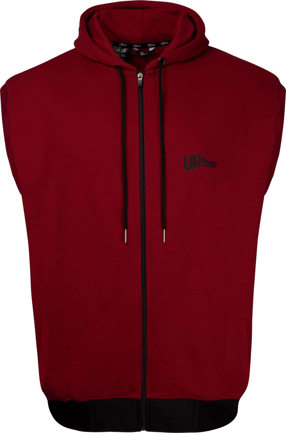 Uptheir Men's Mercury Zip Through Hooded Gilet - Red (UK, Alpha, L, Regular, Regular)