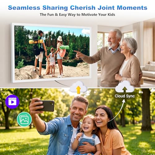 Image of 32 inch Digital Calendar Electronic-eCalendar WhiteBoard-Wall-Planner- Digital-Frame Touchscreen, Star Reward, Sync Online via APP, Meal Planner, No Subscription Chore Chart, Wall Mount, Gifts for Mom Dad