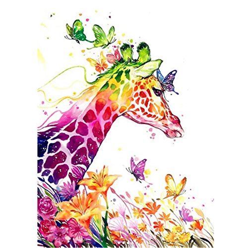 Andux ダイヤモンド油絵 5Dダイヤモンド DIYダイヤモンド塗装 ダイヤモンド絵画 誕生日プレゼント 多スタイル 部屋飾り 装飾 ZSH-01 (キリン(30x40))