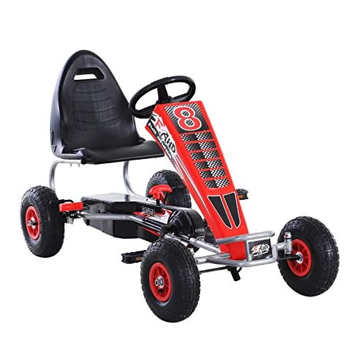 Aosom Metal Pedal Powered Car, Go Kart Racer, Ride On Toys for Boys & Girls with Adjustable Seat & Sharp Handling - Red