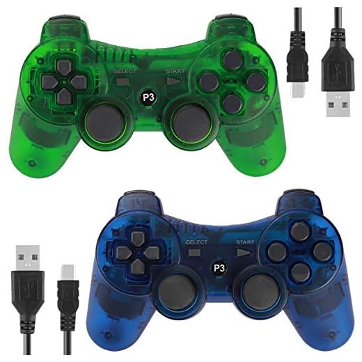 Wireless Controllers for PS3 Playstation 3 Dual Shock (Pack of 2,ClearBlue and ClearGreen)