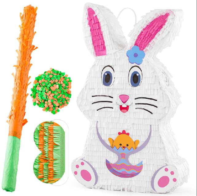VINTS Bunny Pi&ntilde;ata,Happy Easter Bunny Pi&ntilde;ata with Blindfold Stick Confetti for Kids...