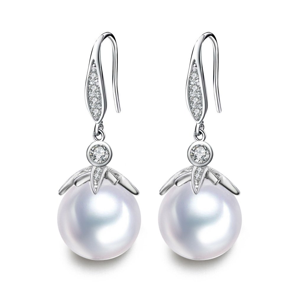 LSOOYH Fashion Shell Pearl Drop Earrings For Women Girl Party White Gold Plated Jewelry