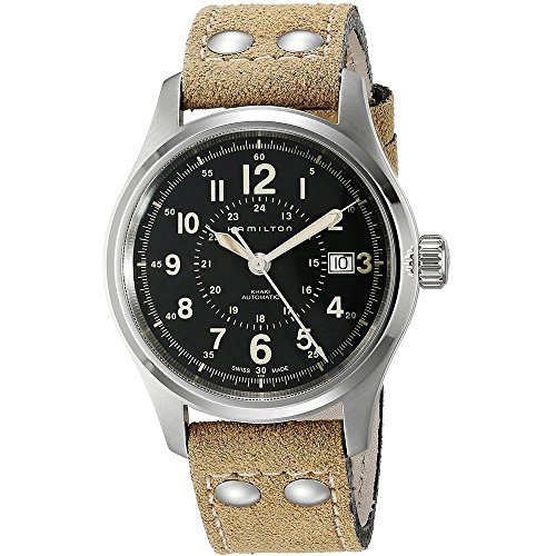 Preisvergleich Produktbild Hamilton Herren-Armbanduhr XL Analog Automatik Leder H70595593