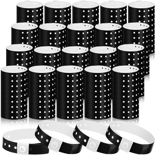 Image of Henoyso 600 Pcs Black Plastic Wristbands for Events Vinyl Waterproof Pool Wristbands Neon Color Plastic Bracelet for Party Events Arm Band Identification for Concerts Carnivals