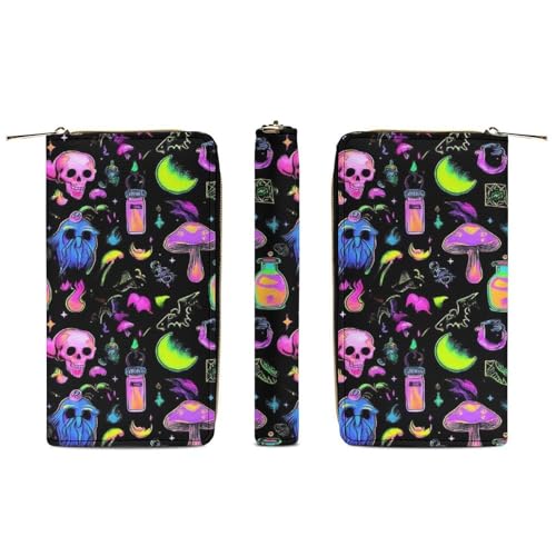 Fashion Decor Wallet, Long PU Zipper Wallet, Travel Purse Fashion Design, Huge Storage Capacity PurseGothic Magic Witch Witchy3