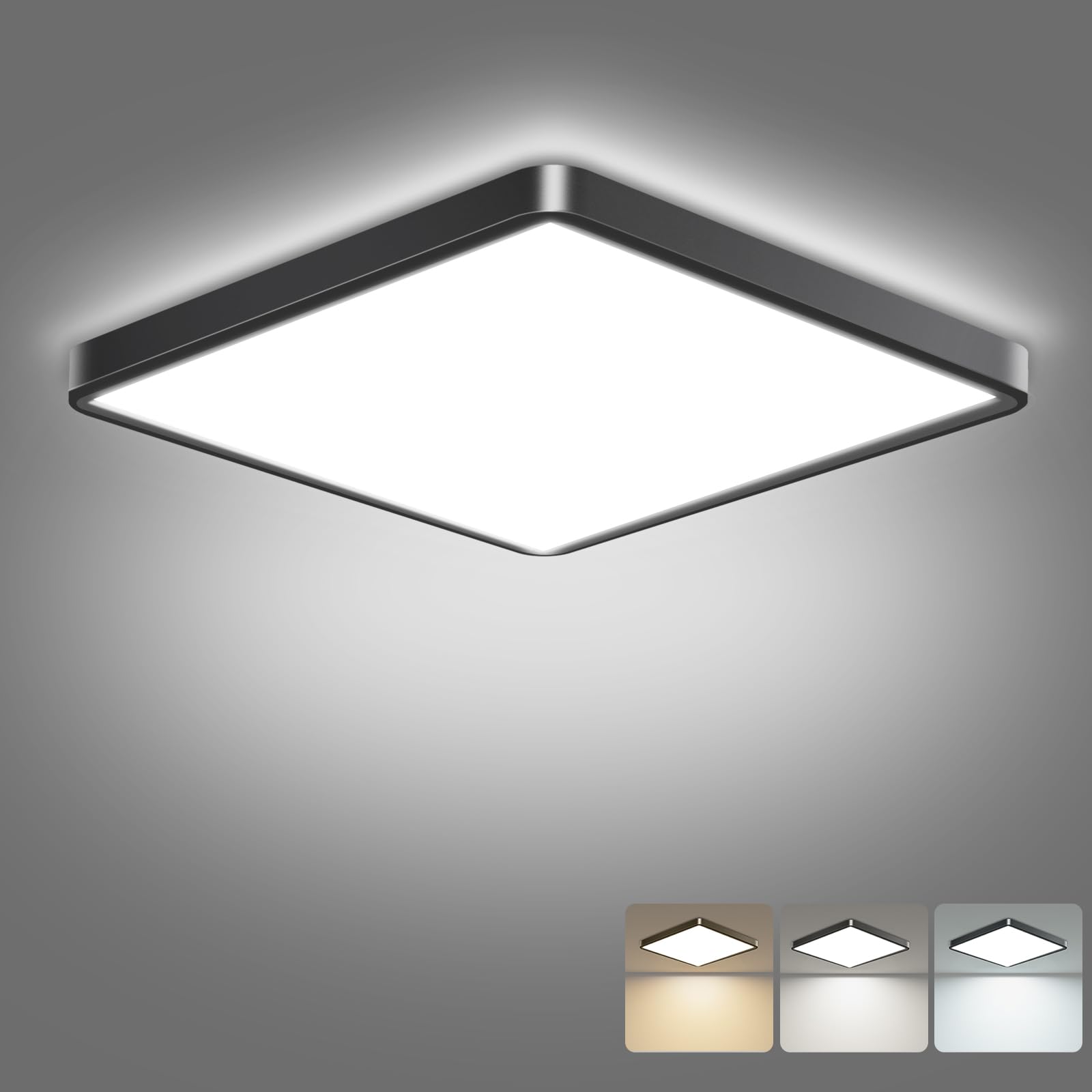 slochi LED Ceiling Light, 3000K/4000K/6500K 3 Color Temperature, IP54 Waterproof Bathroom Light