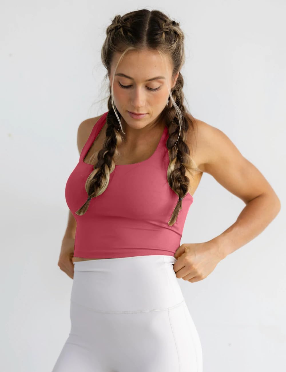 Women's Strappy Sports Bra Criss Cross Back Crop Tank Top Padded Fitness Workout Tops Longline Yoga Bras - Image 5