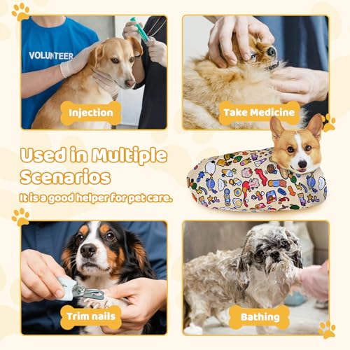 Image of Cat Grooming Wrap & Dog Restraint Bag with Pet Nail Clippers Kit, 32x32in Self Adhesive Cat Wrap for Nail Clipping Multifunctional Care, Anti-Escape Soft Blanket Swaddle Within 22lbs