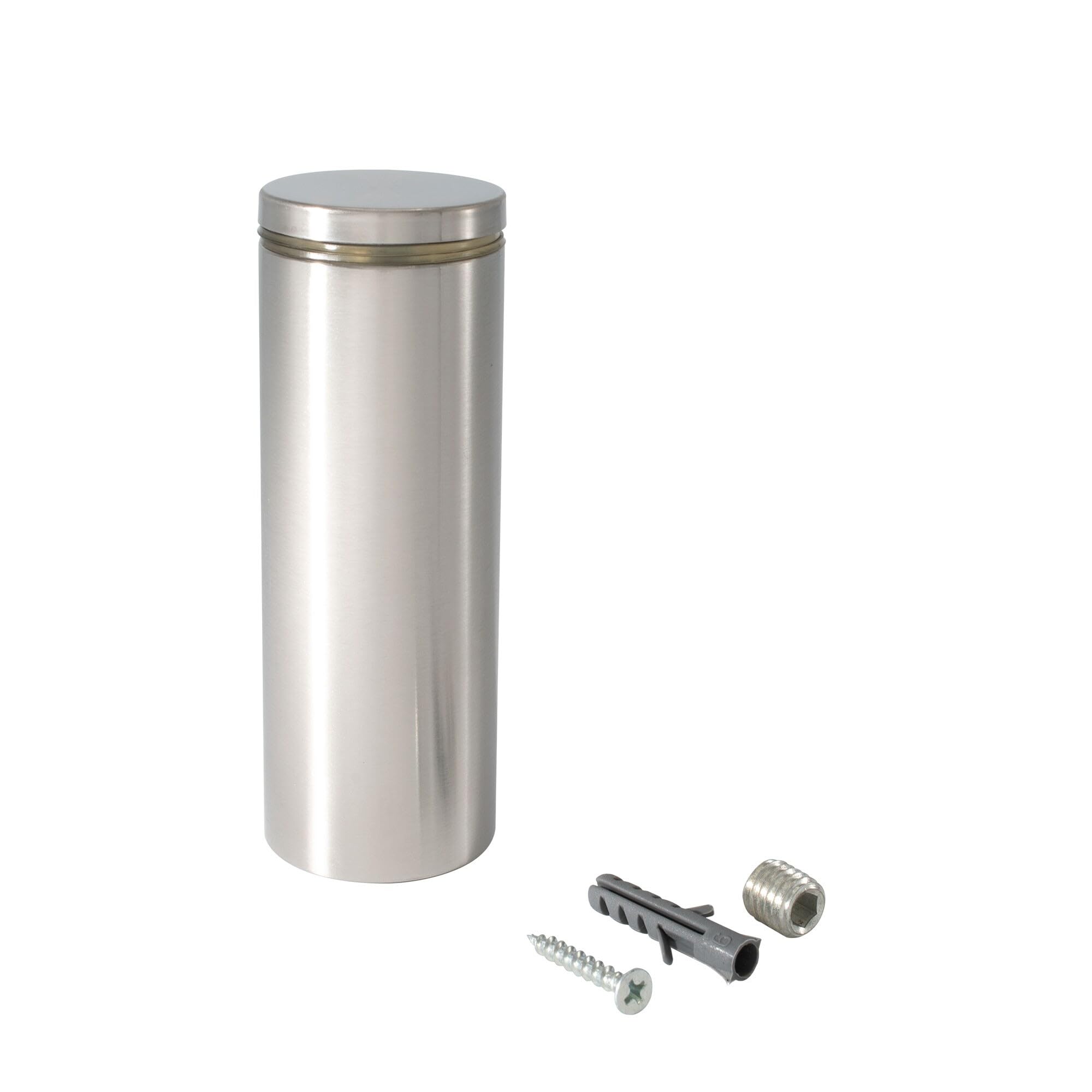 Stainless Steel Standoff 1-1/2 Inch Diameter x 4 Inch Barrel Length Brushed Finish for PVC, Glass and Acrylic Sign Stand Off Wall Anchors and Screws