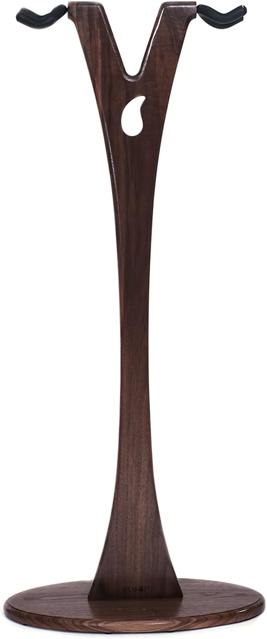 Ruach GS-2 Dual Bass, Acoustic and Electric Wooden Guitar Stand - Walnut