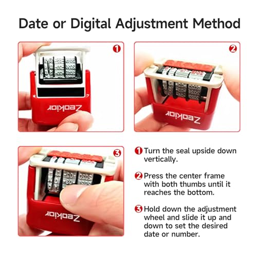 Received Stamp with Date Self Inking Rubber Office Stamp, 13 Years of Dates, Red Ink (0.78\'\' x 0.35\'\')