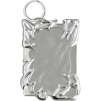 Electroplating Plastic Irregular Frame Photocard Holder Keychain ID Card Holder Silver Electroplate Frame ID Card Holder Badge Holder Y2K ID Card Holder Card Holder ID Photo Card Holder