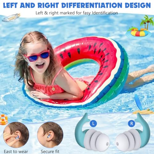 Image of Proberos 2 Pairs Silicone Swimming Ear Plugs for Adults, Waterproof Swim Earplugs with Secure Spiral Fit, Soft Hypoallergenic Noise Reduction Ear Plugs for Swimming, Surfing, Diving & Shower