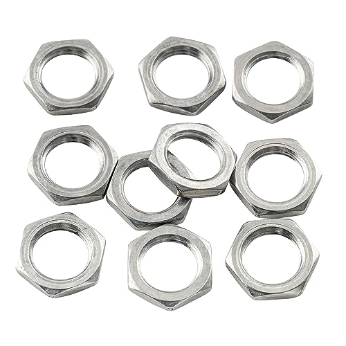 Musiclily Basic M8x0.75 Pots Mounting Hex Nuts for Metric Guitar Bass Potentiometers Nickel (Set of 10), M8 Nut, 8mm