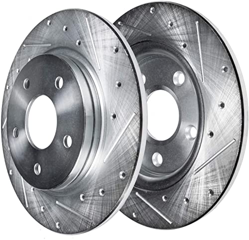 Image of Detroit Axle - 291mm Rear Drilled Rotors Right Brake Caliper Replacement for Nissan Altima Maxima - 3pc Set