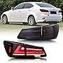 letsdate Led Tail Lights Assembly Compatible with Lexus IS250 IS250C IS350 ISF 2006-2012, Taill lights with Start UP Animation/Reverse Lights/LED DRL, Plug&Play Rear lights (Smoked, 1pair)