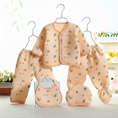 Image of Presents New Born Baby Winter Wear Printed Baby Clothes 5Pcs Sets 100% Cotton Boys Girls Unisex Baby Cotton /Winter or Flannel Suit Infant Clothes