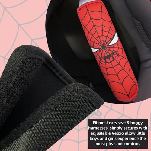 Image of Seat Belt Cover for Kids, Seat Belt Pad for Boys Girls, Car Seat Straps Shoulder Pads for Kids, Kid's Seat Belt Cushion, Shoulder Strap Pad, 1 Piece (Spider Hero)