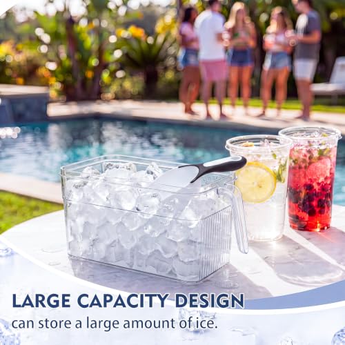 Image of 2 Set Clear Ice Storage Bin Bucket for Freezer Scoop Set Large Bin Holder