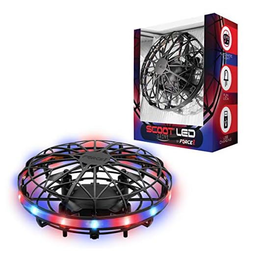 Force1 Scoot LED Hand Operated Drone for Kids or Adults - Hands Free Motion Sensor Mini Drone, Easy Indoor Small UFO Toy Flying Ball Drone Toy for Boys and Girls (Red/Blue)
